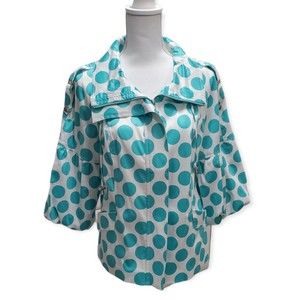 The Collective Works of Berek Jacket White w/Green Polka Dots Women's Medium